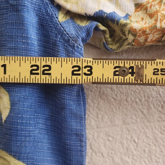 Tommy Bahama Shirt Mens Large Blue Silk Floral Hawaiian Pineapple Button Up Camp - Picture 12 of 12
